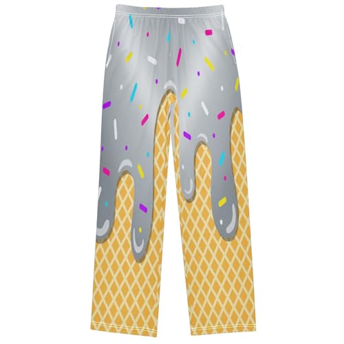 Boy's Pants Gray Ice Cream Jogger Pants Elastic Waist Long Bottoms Trousers with Pockets 6-14 Years