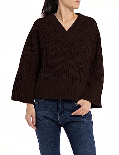 Replay Damen Pullover Strickpullover, Deep Brown 601 (Braun), XS