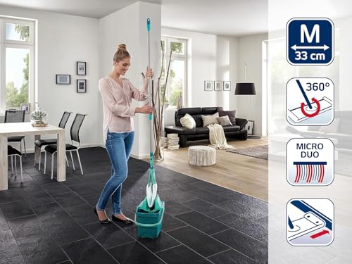 Leifheit Set Combi M Micro Duo mit rückenschonendem Wischer, Wischtuchpresse für effektives...