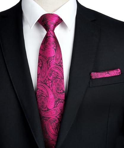 Image of HISDERN Ties for Men Paisley Floral Tie Handkerchief Classic Woven Business Formal Necktie and Pocket Square Set Wedding