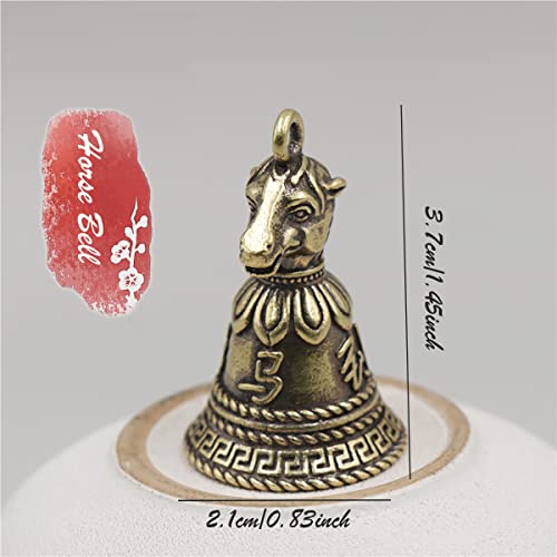Zodiac Bells 2 Pcs, Brass Horse Sleigh Bells, Guardian Bell Angel For Car, Mini Santas Jingle Bell For Christmas Tree, Antique Lucky Hanging Fengshui Bell, Carved Bell Decor #TOP2