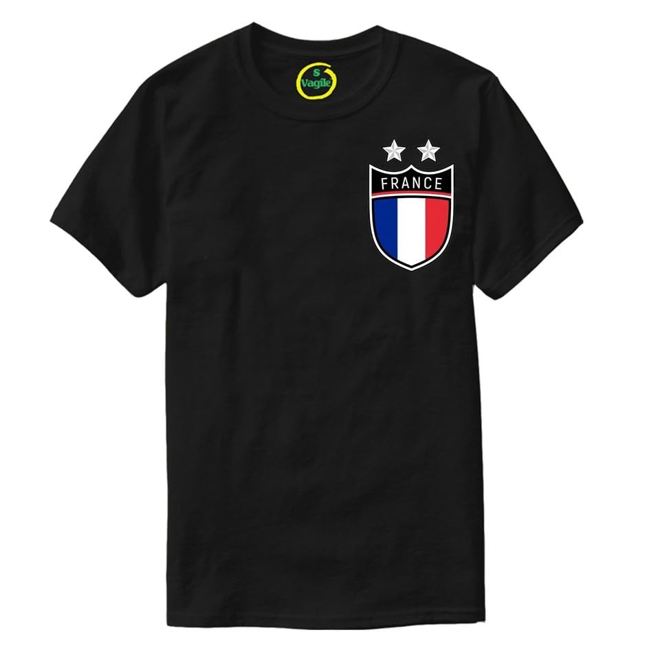 France Football Shirt Mens Boys - France Flag Badge T Shirt - Football World Cup 2026 Supporters Navy Blue Rooster Tee Him - French Tournament Footy Soccer Top