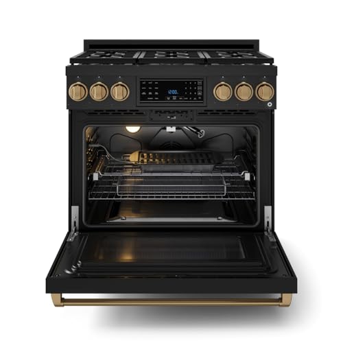 Image of Gordon Ramsay by THOR Kitchen 36 Inch Professional Liquid Propane Range with Tilt Panel Touch Control in Black /Bronze
