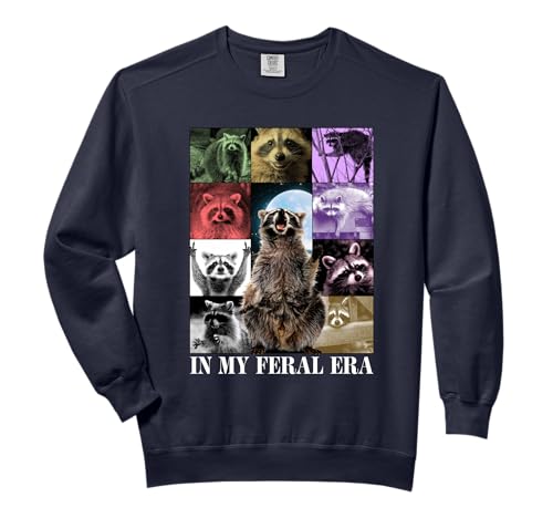 In My Feral Era Racoons Howling At The Moon Racoons Meme Comfort Colors Adult Sweatshirt