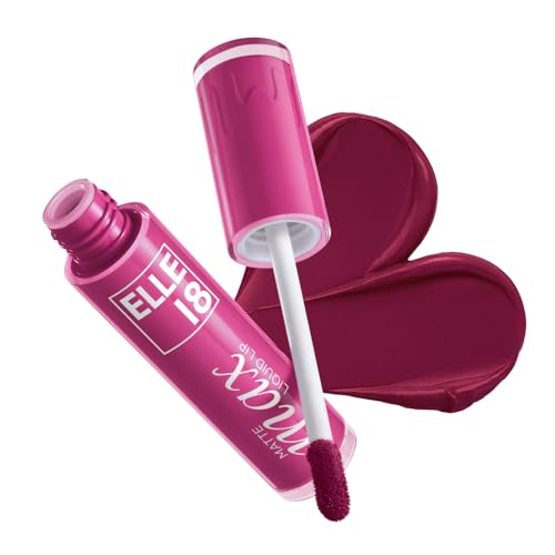 Image of Elle18 Matte Max Liquid Lipstick - Plum Cake, for Smooth Lips, with Hyaluronic Acid & Vitamin E, Blur Matte Finish, Transferproof & Smudgeproof - 6ml
