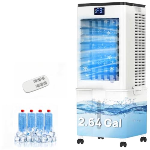 Windowless Portable Air Conditioner, 3-IN-1 Portable AC Fan w/ 2.64Gal Tank for 20H Cooling, 4 Modes & 3 Speeds, 12H Timer for Auto-off, Remote, Swamp Cooler for Room, Bedroom