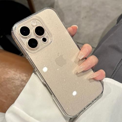 sycat. キラキラ パウダー ラメ iPhone15 ケース 韓国 綺麗なキラキラケース スマホケース 4色展開 シンプル 可愛い おしゃれ クリア 透明 きらきら (ホワイト, iPhone15)