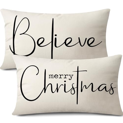 JOTOM 2er Set Weihnachten Kissenbezüge, Dekorative Winter Kissenbezug...