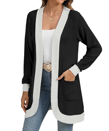 Image of YSYOKOW Cardigan Sweaters for Women Long Sleeve Open Front with Pockets | Long Cardigans for Women Lightweight Soft Casual Dressy Loose Fit Cardigan Sweater with Pockets for Work and Office