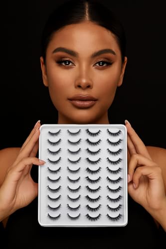 Image of Beauty False Eyelash For Women-Natural & Lightweight Faux Mink Fake Eyelashes /Long Lasting Eye Makeup Lash 5D / Soft & Comfortable Black Reusable Cat Eye Lashes -Fluttery & Wispy (flirt 20)