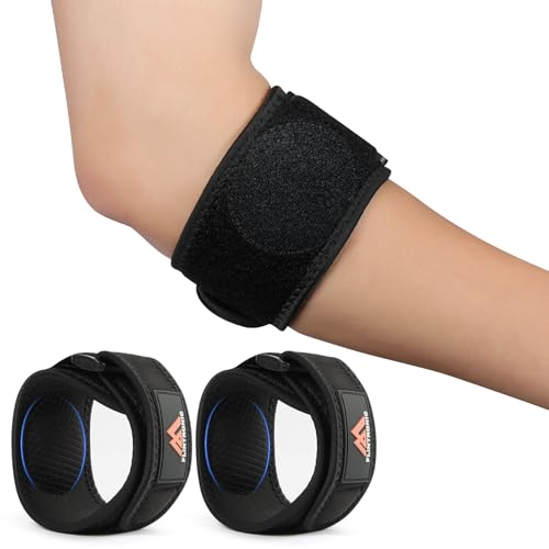 flintronic 2PCS Cinta de Codo Tenista, Coderas Epicondilitis con Almohadilla EVA, Coderas de Golfista Ajustable y Antideslizante, Codera Tendinitis para Alivio del Dolor de Codo de Tenista y Golfista