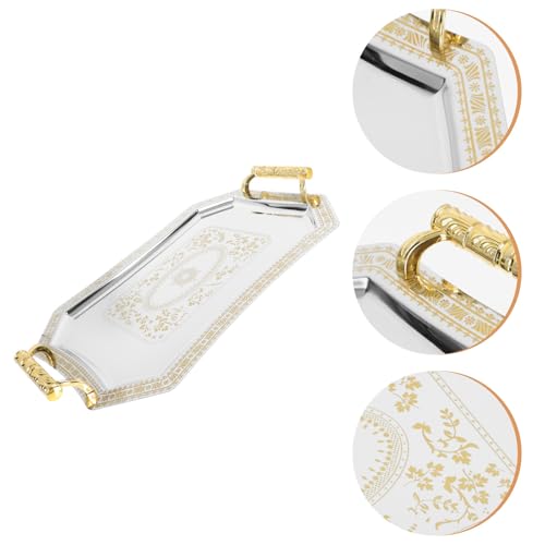 Bandeja rectangular dorada elegante para servir dulces en mesas de eventos 8