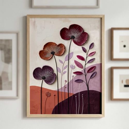 Image of kotart Aesthetic flower Art Home Decoration Painting | Floral Paintings With Frame For Living Room Bed Room Hotel Wall Decor Digital Reprint (13x17 inch)