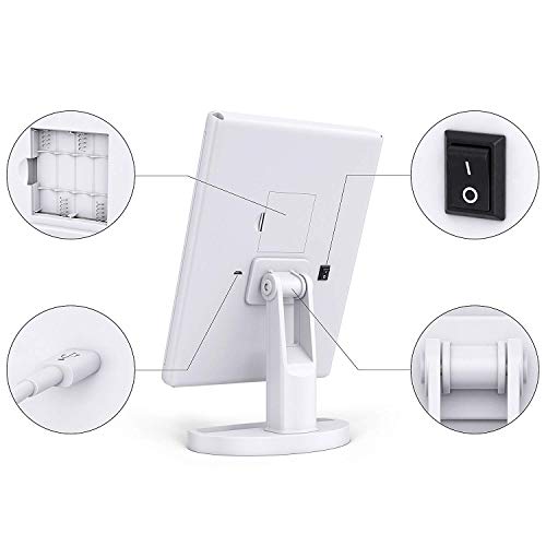 Lighted Makeup Mirror With 22 Leds - Vanity Mirror With Lights - 10X/3X/2X Magnification And Touch Screen - 180 Degree Rotation - Cosmetic Make Up Trifold Table Light Up Mirrors For Travel (White) #TOP5