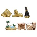 Hemobllo 6 Stück Miniatur Ägyptische Pyramidenfiguren aus Kunstharz Detailreiche Wüstendekoration für Schreibtisch und Büro Realistische Altägyptische Statuen als Geschenk