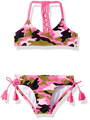 Kanu Surf Girls' Big Willow V-Neck Bikini Beach Sport 2-Piece Swimsuit, Erin Pink