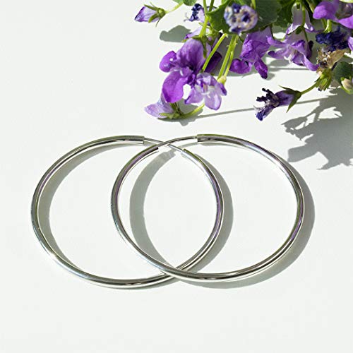 Orecchini Cerchi Grandi in oro bianco Donna 40 mm