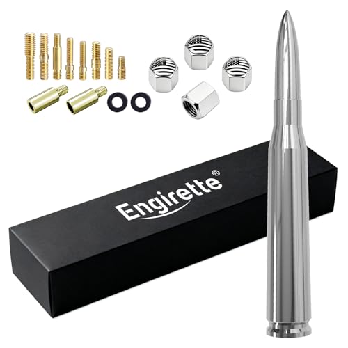 Image of Chrome Car Truck Antenna with Valve Stem Caps Vehicle Stubby Replacement Mast for Ford F150 F250 F350 Super Duty Raptor Dodge RAM GMC Sierra Chevy Silverado 1500 2500 3500