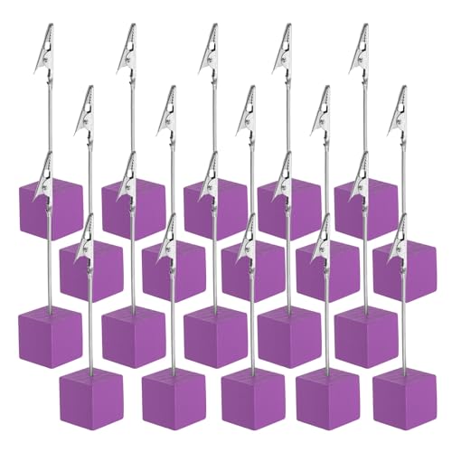 Porte-cartes avec fermoir crocodile pince mémo support photo en bois violet pour bureau x20