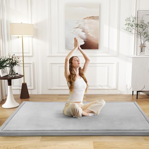 Image of Baby Play Mat for Floor Nursery Rug Muscle Mat Area Rug Playroom Rug 39 inchx59 inch Playpen Mat Elastic Foam 1.3 inch Thick Crawling Mat for Babies,Toddlers, Infants, Kids,A Light Gray