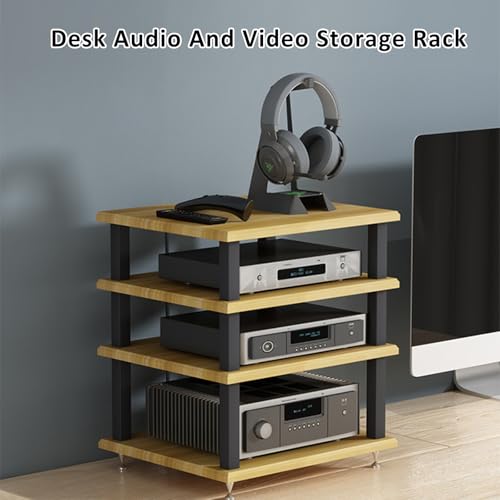 Scaffale angolare a 4 ripiani AV per centro di intrattenimento, elegante espositore per console di gioco, ricevitori stereo e giradischi, soluzione perfetta per il soggiorno