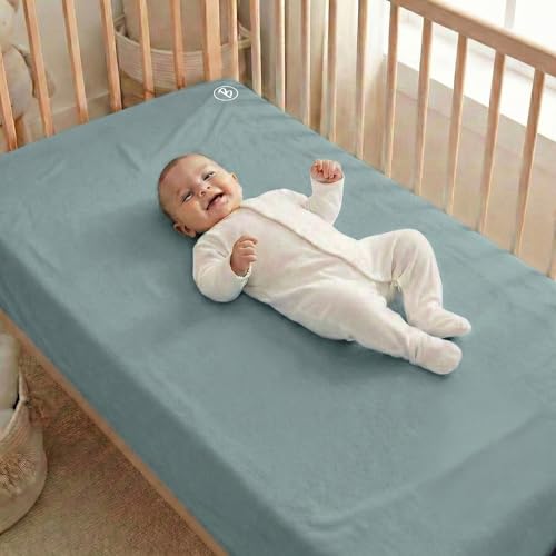 Image of Btag Baby Waterproof, Super Soft Fast Drying Mattress Protector | Extra Absorbent, Anti-Itching Sheet for New Born,Toddler (Size 100x140 cm, Pack of 1, Cloud Grey)