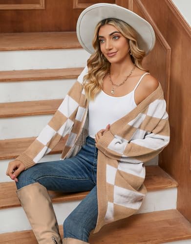 Image of Alsol Lamesa Women's Long Sleeve Cute Cardigan Sweaters V Neck Open Front Ribbed Knit Heart Sweater Coat