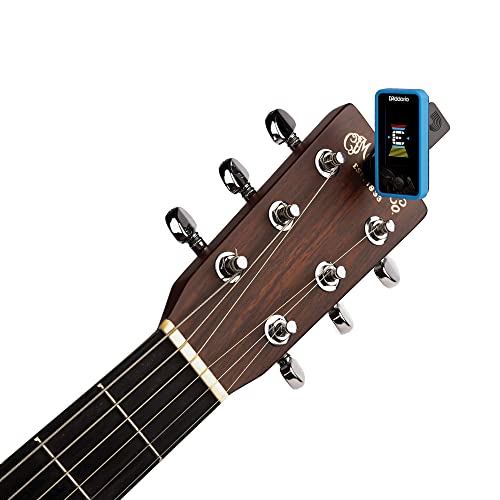 D'addario Accessories Guitar Tuner - Eclipse Headstock Tuner - Clip On Tuner For Guitar - Great For Acoustic Guitars & Electric Guitars - Quick & Accurate Tuning - Blue #TOP3