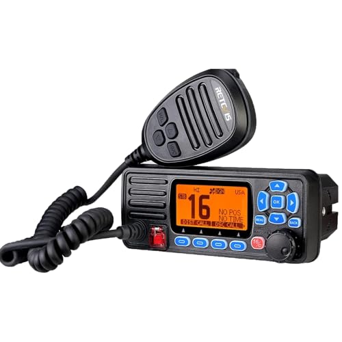 Retevis RA27 Fixed Mount Marine Radio with GPS and DSC, IP67 Waterproof VHF Radio Marine, Long Range, NOAA, All International/US/CA Marine Channels, Triple Watch, Ship to Shore Radio for Boats, Black