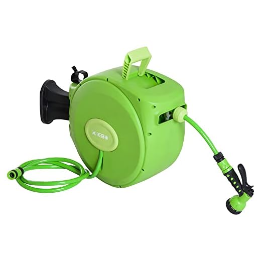 Outsunny DURHAND Rullo Avvolgitubo Riavvolgimento Automatico con Ugello Multifunzionale Giardino 20m