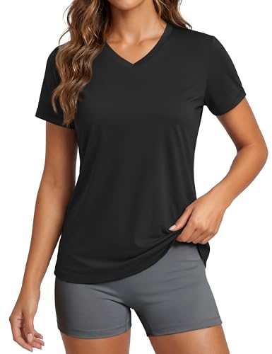 Image of MAGCOMSEN Women's Short Sleeve T-Shirt Quick Dry Athletic Tee Shirt Running Workout Yoga Top Tee Performance Shirts