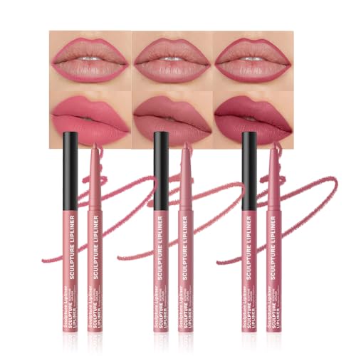 Image of 12 Colors Matte Lip Liner Pencil - Long Lasting Waterproof Lip Liner, Smudge Proof Transfer Proof Lip Pencil, High Pigment Lip Makeup for Defining & Filling Lips (A2-set:03+11+12, 3PCS)