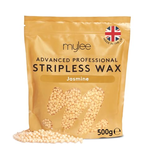 Mylee Advanced Stripless Wax 500g [Jasmine] Professional Hard Wax Beads Painless Hair Removal No Strips Needed Peelable Hot Wax for Hair Removal Full Body Face Bikini Brazilian Hollywood
