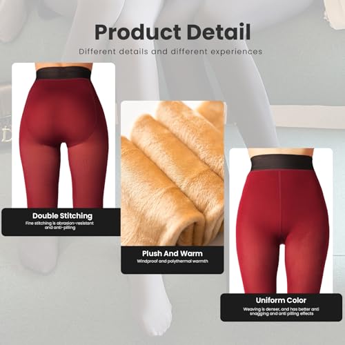 Image of X-CHENG Fleece Lined Tights Sheer Women - Fake Translucent Warm Pantyhose Leggings Sheer Thick Tights for Winter