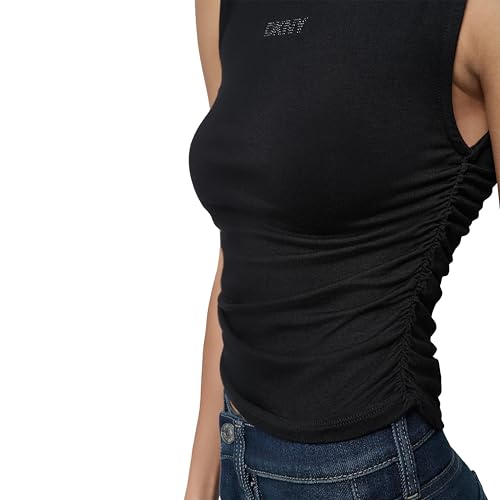 Image of DKNY Women's Ruched Versatile Trendy Everyday Top
