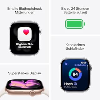 Apple Watch Series 11 GPS + Cellular 42 mm Smartwatch mit Titangehäuse in Natur und Milanaise Armband in Natur, Schlafindex, Fitnesstracker, Gesundheitsüberwachung, Always-On Display, Wasserschutz