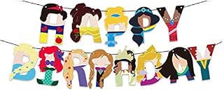LucaSng Princess Birthday Party Supplies, Happy Birthday Banner, Princess themed party decorations for Girl Royal Event Party Favors Gold