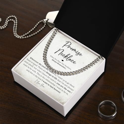 Promise Necklace For Him, Promise Necklaces Gift For Boyfriend, Birthday Valentines Jewelry Gifts For Man, Husband Cuban Chain Necklace From Wife, Anniversary Necklaces For Boyfriend4