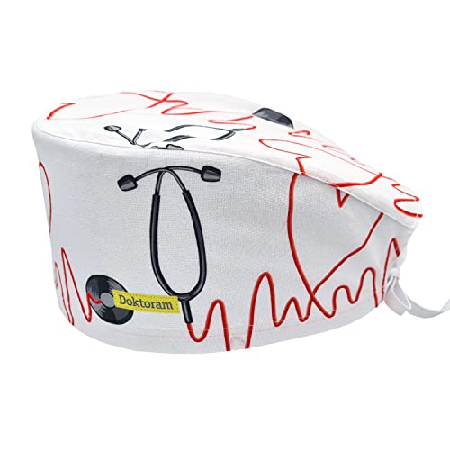 Image of Hats for Women and Mens Caps with Sweatband Adjustable Tie Back Working Cap Cotton One Size Unisex Skull Cap Cute Cat Print