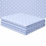 MIJOMA Cupón de 100 x 50 cm – Tela de algodón con lunares en 4 colores – Se vende por metros suave para costura, decoración y bricolaje (azul claro)