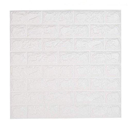 Papier peint brique blanche 3D pour cacher un mur abîmé de salon 15 pack - 2