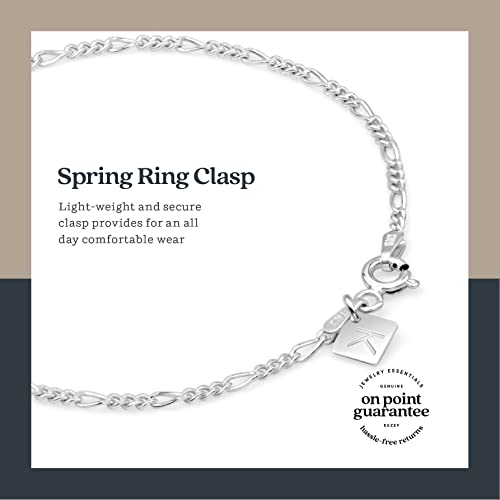 Sterling Silver Figaro Link Chain Bracelet Ankelet 2mm Italian4