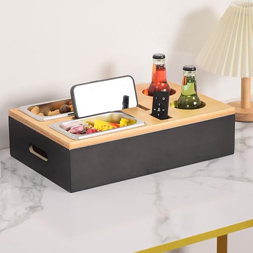 Soporte para bebidas para sofá organizador de bocadillos de madera 4