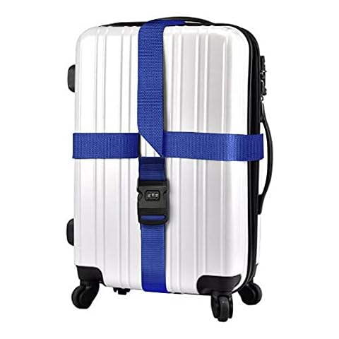 FEimaX Luggage Strap for Suitcases Adjustable Travel Packing Belt Cross Security Straps with Combination Lock and Buckle Closure Cover