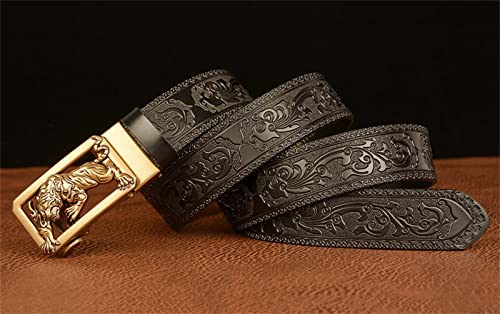 Western Denim Belt,Pure Copper tiger Head Buckle Genuine Leather Belt for Men Women Personality Jeans Belt2