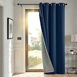 TOPICK Thermal Full Blackout Door Curtains with Removable Insulating Layer, Bedroom Thermal Thick Microfiber Lining Curtain 84 Inch Drop, Living Room Soundproof Drape, W52xL84 Inch, 1 Panel, Navy Blue