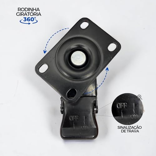 Kit 4 Rodinhas Rodizio Roda 4 Polegadas Giratórias E Fixas (Preto)