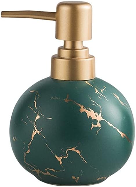 Soap Dispenser Retro Round Soap Dispenser Ceramic Pump Bottle Stainless Steel Pump Head Lotion Dispenser Can Hold A Variety of Liquids for Kitchen,Bathroom,Office (Blue，White)