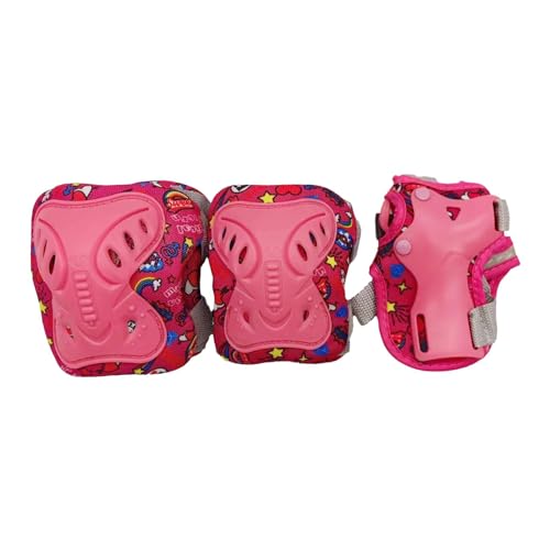 PETSOLA 6 Piezas Rodillera Equipo Protección Infantil Rodillera Coderas Muñequeras Ajuste Rápido Cómodo Material Telar para Patinaje Bicicleta Entrenamiento E, Rosa