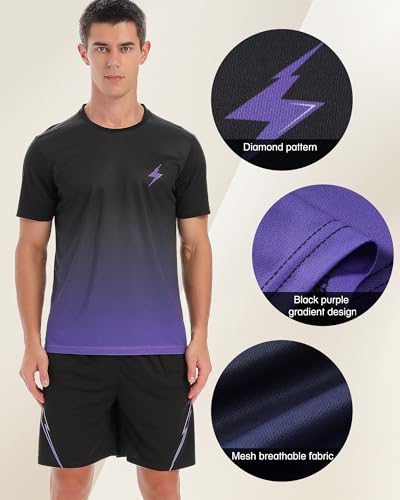 2Pack Men’s Active Quick Dry Crew Neck T Shirts | Athletic Running Gym Workout Short Sleeve Tee Set4